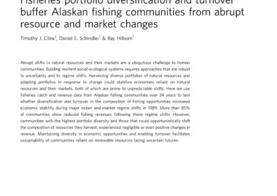 Cline et al. 2017:  Fisheries portfolio diversification and turnover buffer Alaskan fishing communities from abrupt resource and market changes