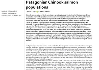 Correa & Moran 2017: Polyphyletic ancestry of expanding Patagonian Chinook salmon populations